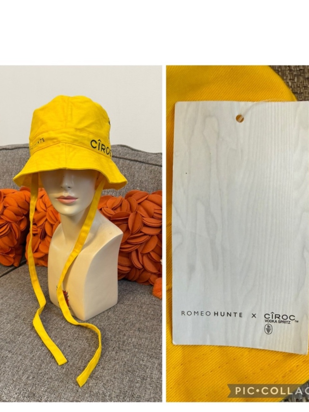 NWT ROMEO HUNTE × CIROC Bucket Hat Unisex Yellow 100% Cotton Designer